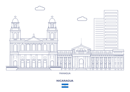 Managua Linear City Skyline, Nicaraguaのイラスト素材