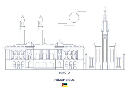 Maputo Linear City Skyline, Mozambiqueのイラスト素材