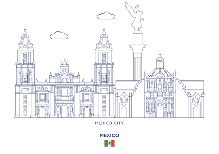 Mexico Linear City Skyline のイラスト素材