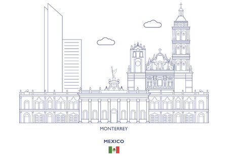 Monterrey Linear City Skyline, Mexicoのイラスト素材