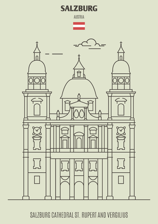 Salzburg Cathedral St. Rupert and Vergilius, Austria. Landmark icon in linear styleのイラスト素材