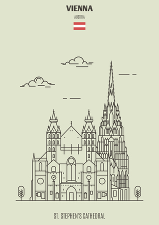 St. Stephens Cathedral in Vienna, Austria. Landmark icon in linear styleのイラスト素材