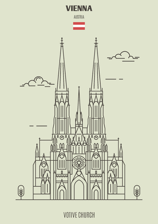 Votive Church in Vienna, Austria. Landmark icon in linear styleのイラスト素材