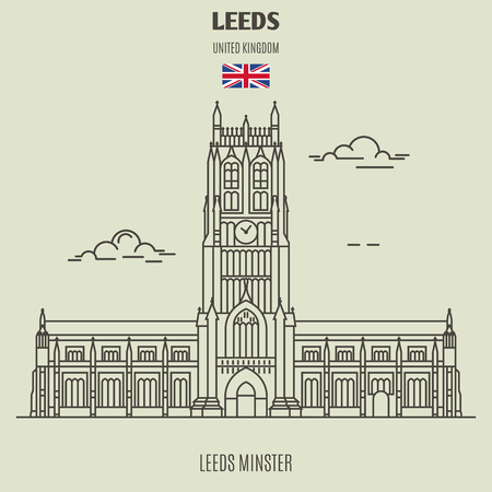Leeds Minsterl in Leeds, UK. Landmark icon in linear styleのイラスト素材