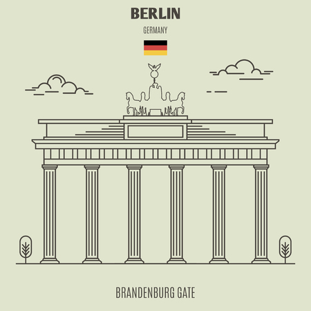 Brandenburg Gate in Berlin, Germany. Landmark icon in linear styleのイラスト素材