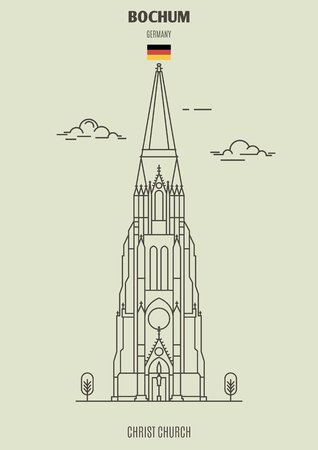 Christ Church in Bochum, Germany. Landmark icon in linear styleのイラスト素材