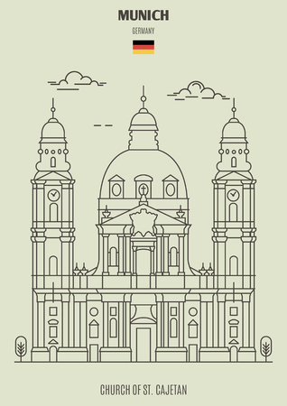 Church of St.Cajetan in Munich, Germany. Landmark icon in linear styleのイラスト素材