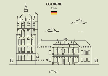 City Hall in Cologne, Germany. Landmark icon in linear styleのイラスト素材