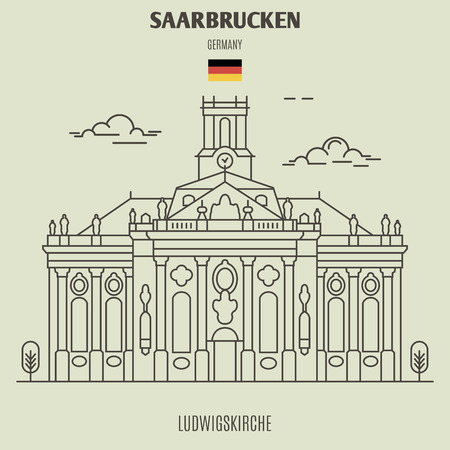 Ludwigskirche in Saarbrucken, Germany. Landmark icon in linear styleのイラスト素材