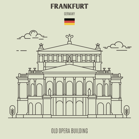 Old Opera building in Frankfurt, Germany. Landmark icon in linear styleのイラスト素材