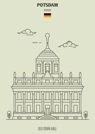 Old Town Hall in Potsdam, Germany. Landmark icon in linear styleのイラスト素材