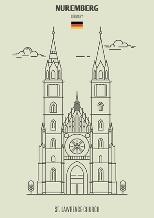 St. Lawrence Church in Nuremberg, Germany. Landmark icon in linear styleのイラスト素材