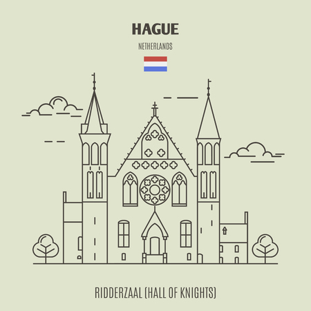 Ridderzaal in Hague, Netherlands. Landmark icon in linear styleのイラスト素材