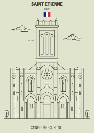 Saint-Etienne Cathedral in Saint Etienne, France. Landmark icon in linear styleのイラスト素材