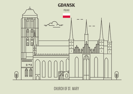 Church of St. Mary in Gdansk, Poland. Landmark icon in linear styleのイラスト素材