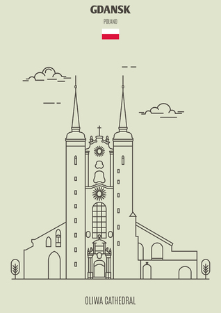 Oliwa Cathedral in Gdansk, Poland. Landmark icon in linear styleのイラスト素材