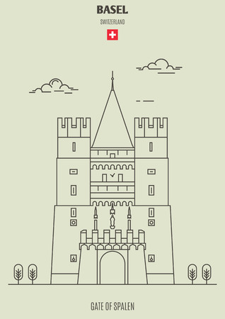 Gate of Spalen in Basel, Switzerland. Landmark icon in linear styleのイラスト素材