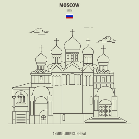 Annunciation Cathedral in Moscow, Russia. Landmark icon in linear styleのイラスト素材