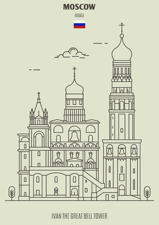 Ivan the Great Bell Tower in Moscow, Russia. Landmark icon in linear styleのイラスト素材