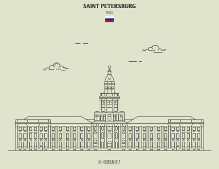 Kunstkamera in Saint Petersburg, Russia. Landmark icon in linear styleのイラスト素材