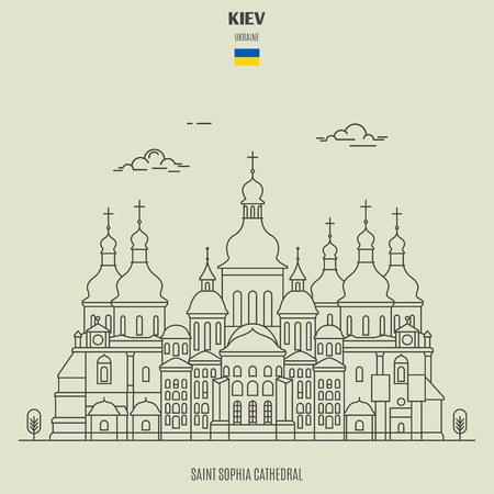 Saint Sophia Cathedral in Kiev, Ukraine. Landmark icon in linear styleのイラスト素材