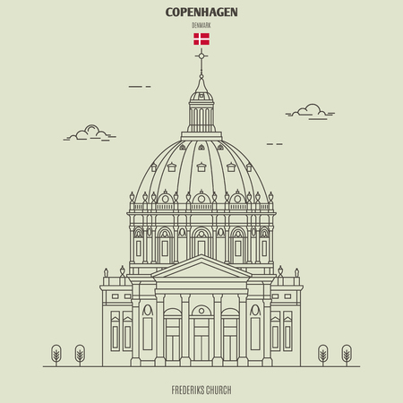 Frederiks Church in Copenhagen, Denmark. Landmark icon in linear styleのイラスト素材