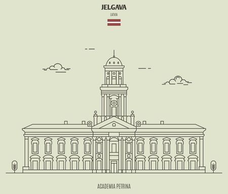 Academia Petrina in Jelgava, Latvia. Landmark icon in linear styleのイラスト素材