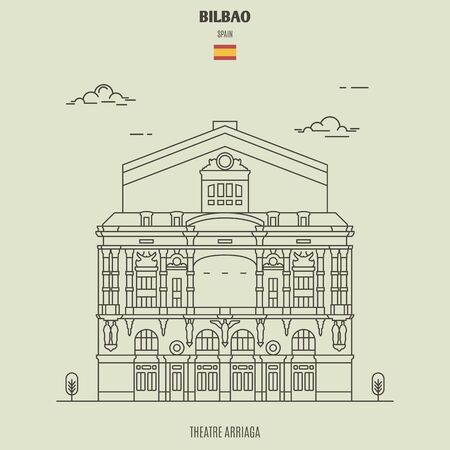 Theatre Arriaga in Bilbao, Spain. Landmark icon in linear styleのイラスト素材