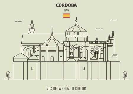 Mosque-Cathedral of Cordoba, Spain. Landmark icon in linear styleのイラスト素材