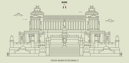 Vittoriano, Monument to Victor Emmanuel II in Rome, Italy. Landmark icon in linear styleのイラスト素材