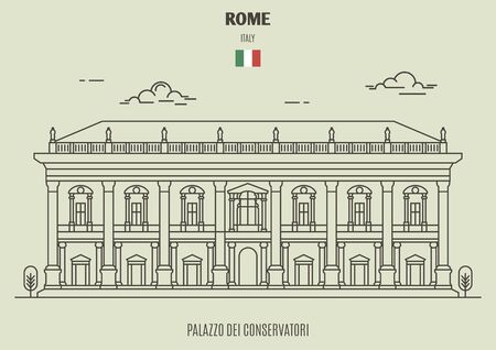 Palazzo dei Conservatori  in Rome, Italy. Landmark icon in linear styleのイラスト素材