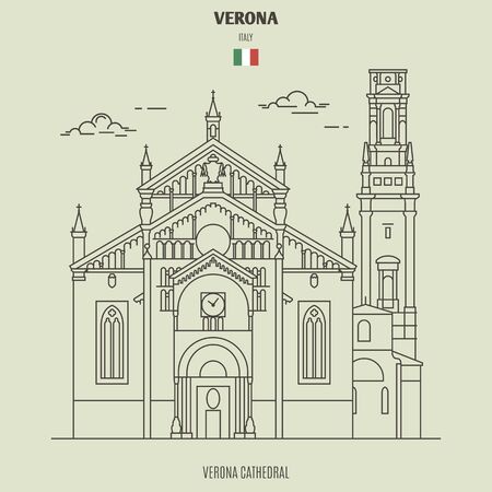 Verona Cathedral, Italy. Landmark icon in linear styleのイラスト素材
