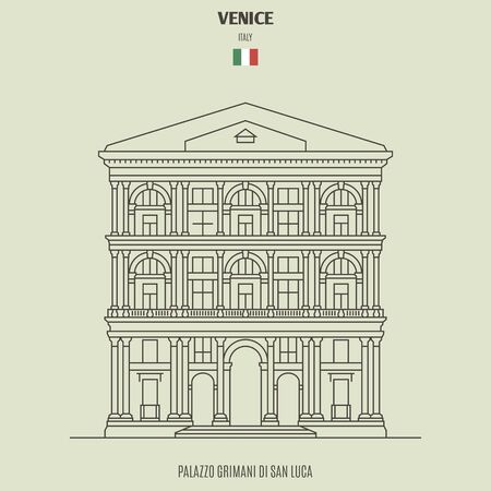 Palazzo Grimani di San Luca in Venice, Italy. Landmark icon in linear styleのイラスト素材