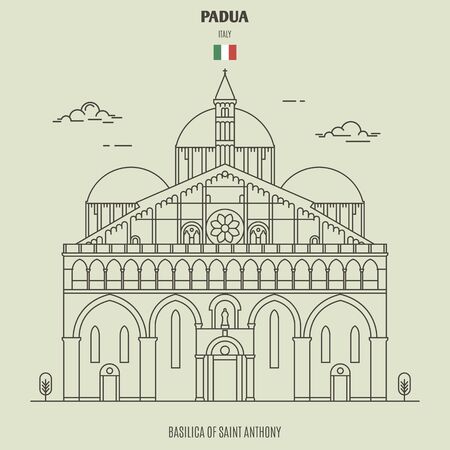 Basilica of Saint Anthony in Padua, Italy. Landmark icon in linear styleのイラスト素材