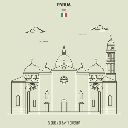 Basilica of Santa Giustina in Padua, Italy. Landmark icon in linear styleのイラスト素材