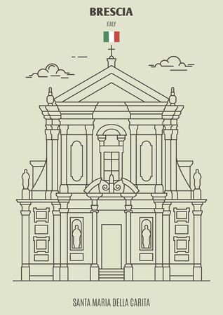 Chiesa di Santa Maria della Carita in Brescia, Italy. Landmark icon in linear styleのイラスト素材