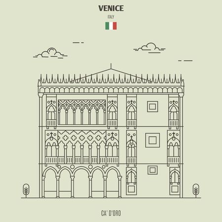 Ca' d'Oro Palace in Venice, Italy. Landmark icon in linear styleのイラスト素材
