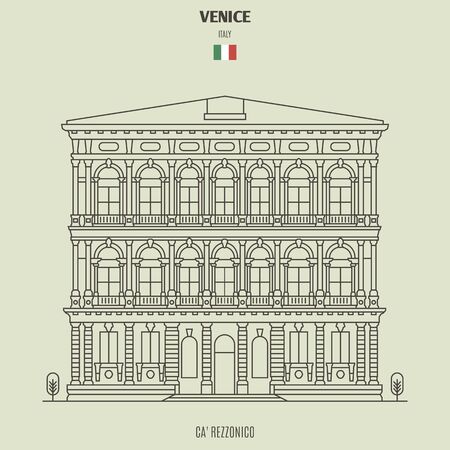 Ca' Rezzonico Palace in Venice, Italy. Landmark icon in linear styleのイラスト素材