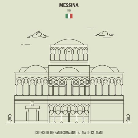 Church of the Santissima Annunziata dei Catalani in Verona, Italy. Landmark icon in linear styleのイラスト素材