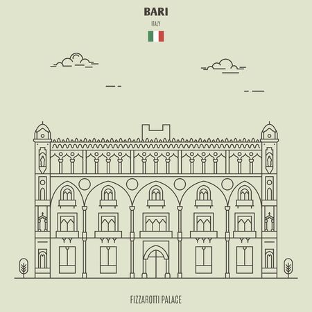 Fizzarotti Palace in Bari, Italy. Landmark icon in linear styleのイラスト素材
