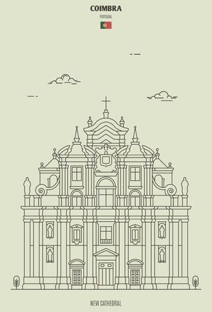 New Cathedral of Coimbra, Portugal. Landmark icon in linear styleのイラスト素材