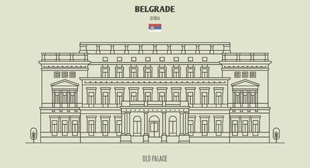 Old palace in Berlgrade, Serbia. Landmark icon in linear styleのイラスト素材