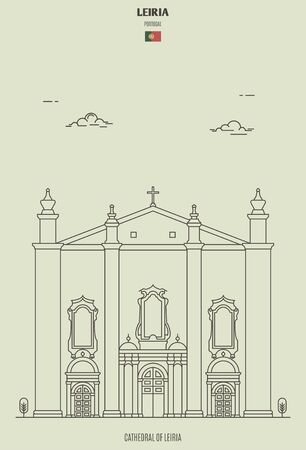 Cathedral of Leiria, Portugal. Landmark icon in linear styleのイラスト素材