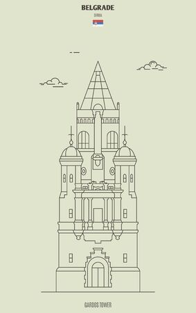Gardos Tower in Berlgrade, Serbia. Landmark icon in linear styleのイラスト素材