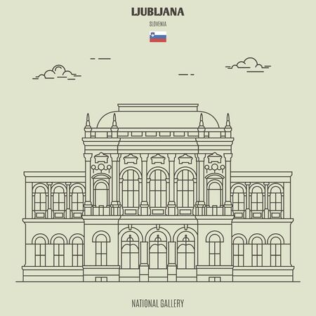 National Gallery in Ljubljana, Slovenia. Landmark icon in linear styleのイラスト素材