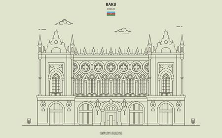 Ismailiyya building in Baku, Azerbaijan. Landmark icon in linear styleのイラスト素材
