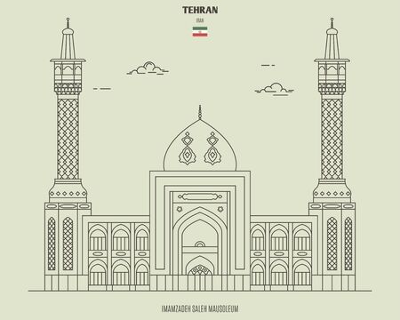 Imamzadeh Saleh Mausoleum in Tehran, Iran. Landmark icon in linear styleのイラスト素材