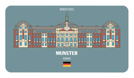 Castle in Munster, Germany. Architectural symbols of European cities. Colorful vectorのイラスト素材