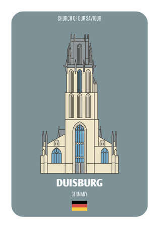 Church of Our Savior in Duisburg, Germany. Architectural symbols of European cities. Colorful vectorのイラスト素材
