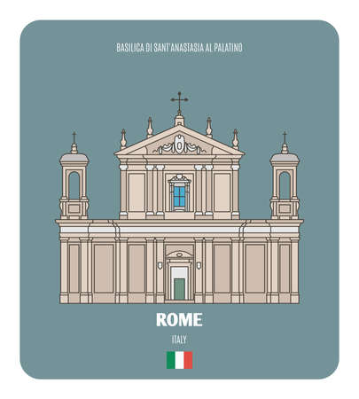 Basilica di Sant'Anastasia al Palatino in Rome, Italy. Architectural symbols of European citiesのイラスト素材